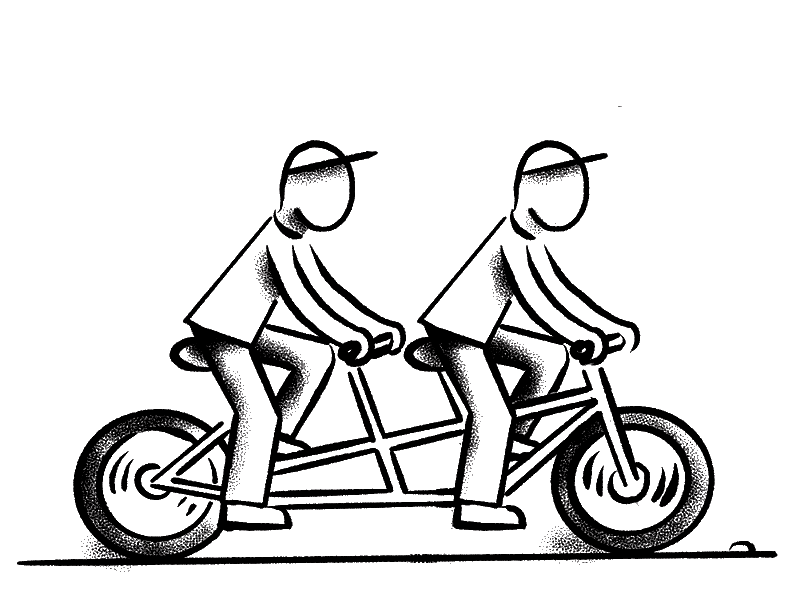 "Two professionals riding a tandem bicycle symbolizing collaboration and speed – iTechno helps businesses build the future better, faster, and stronger through AI-driven digital transformation"